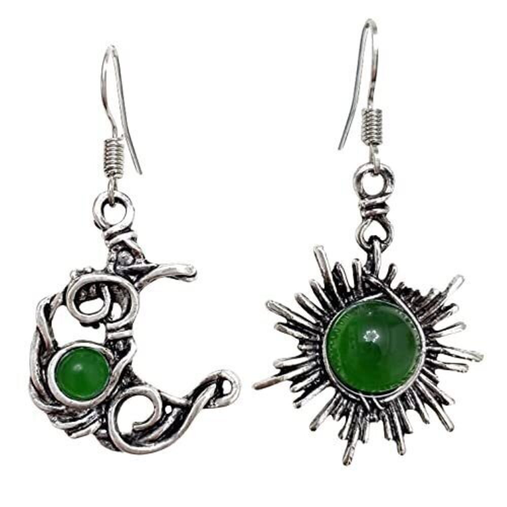 5155 Unique Chic Abstract Hollow Black Vintage Silver Asymmetry Moon Star